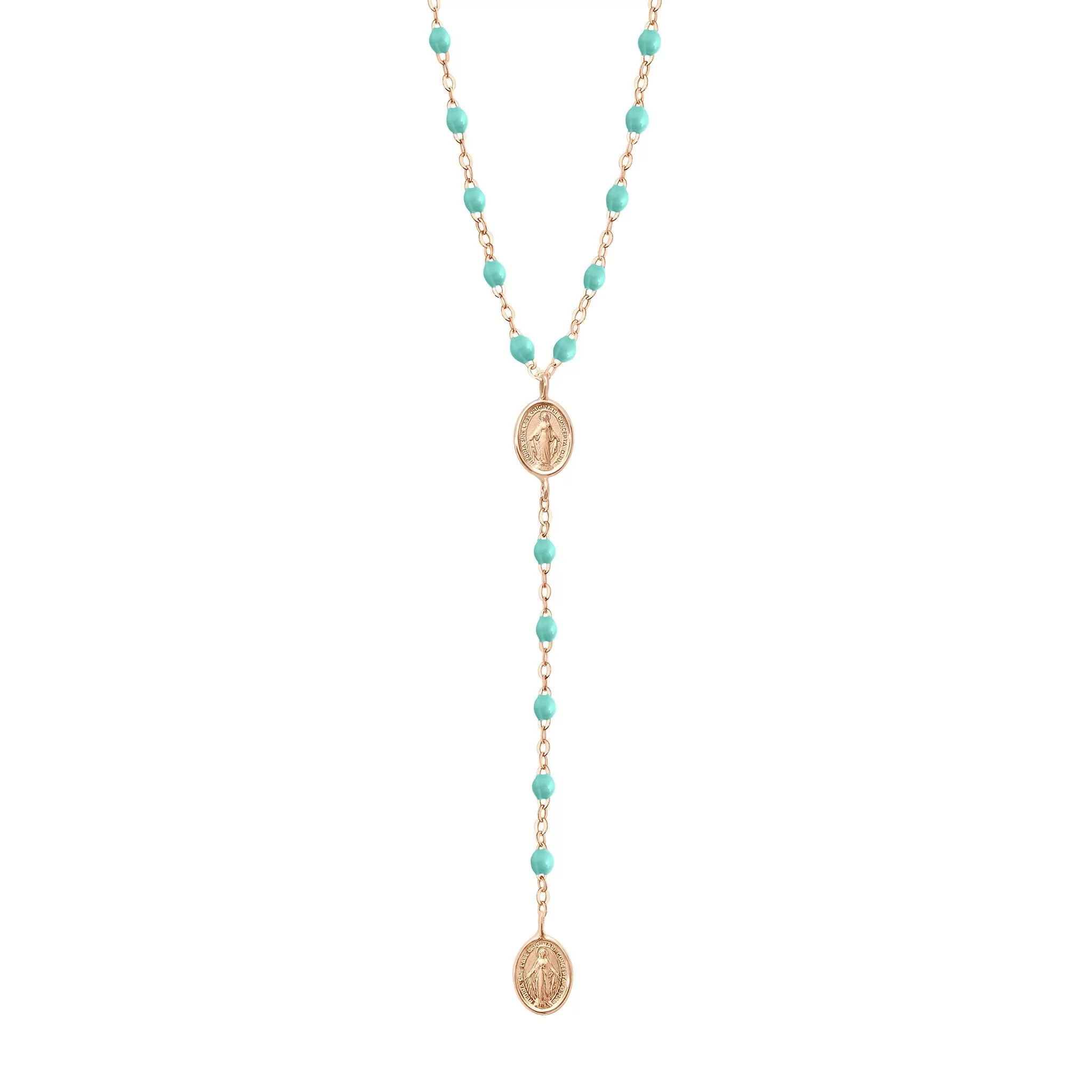 Madone Charm Classic Gigi Lagoon rosary, Rose Gold, 16.5"