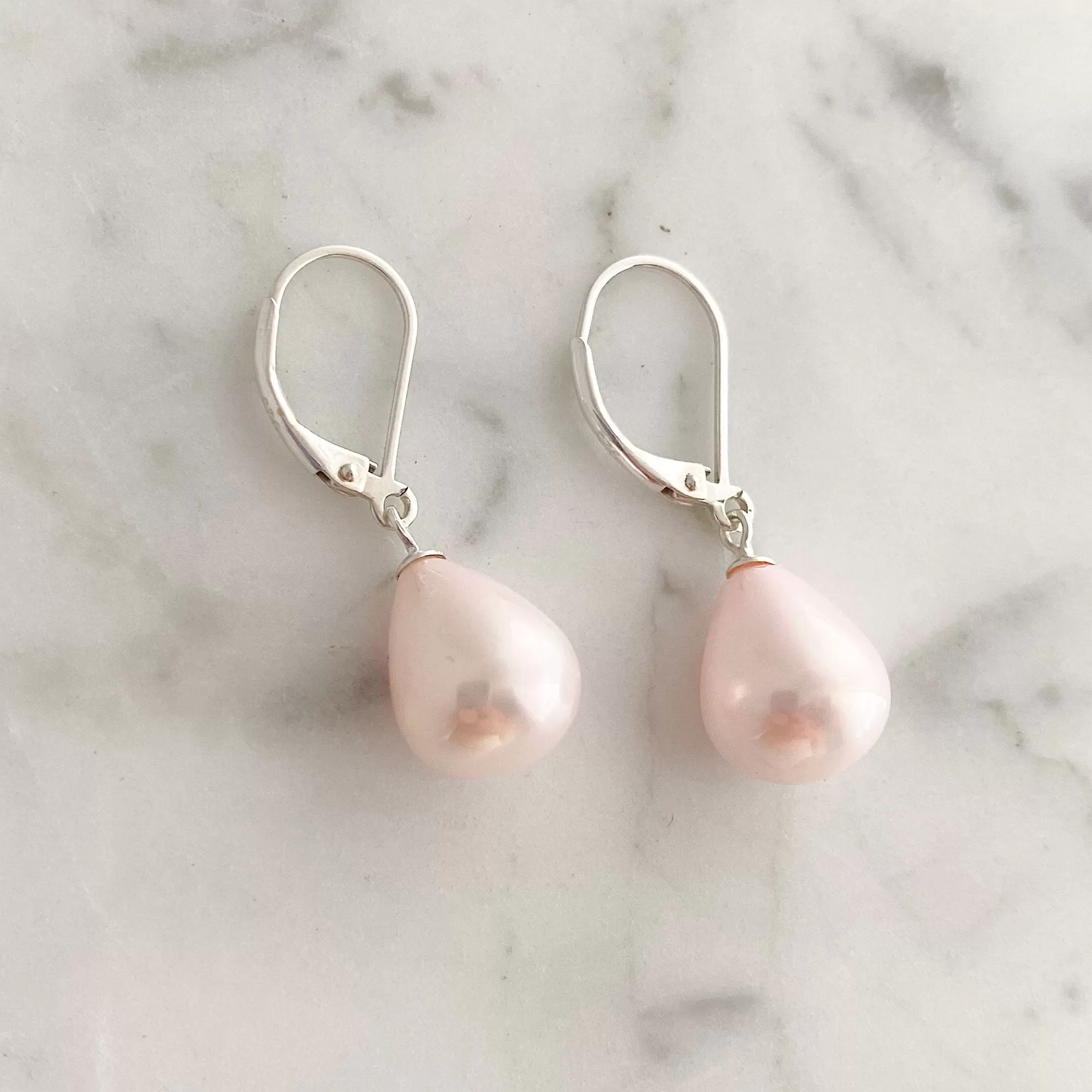 MAGGIE pink mother of pearl teardrop earrings