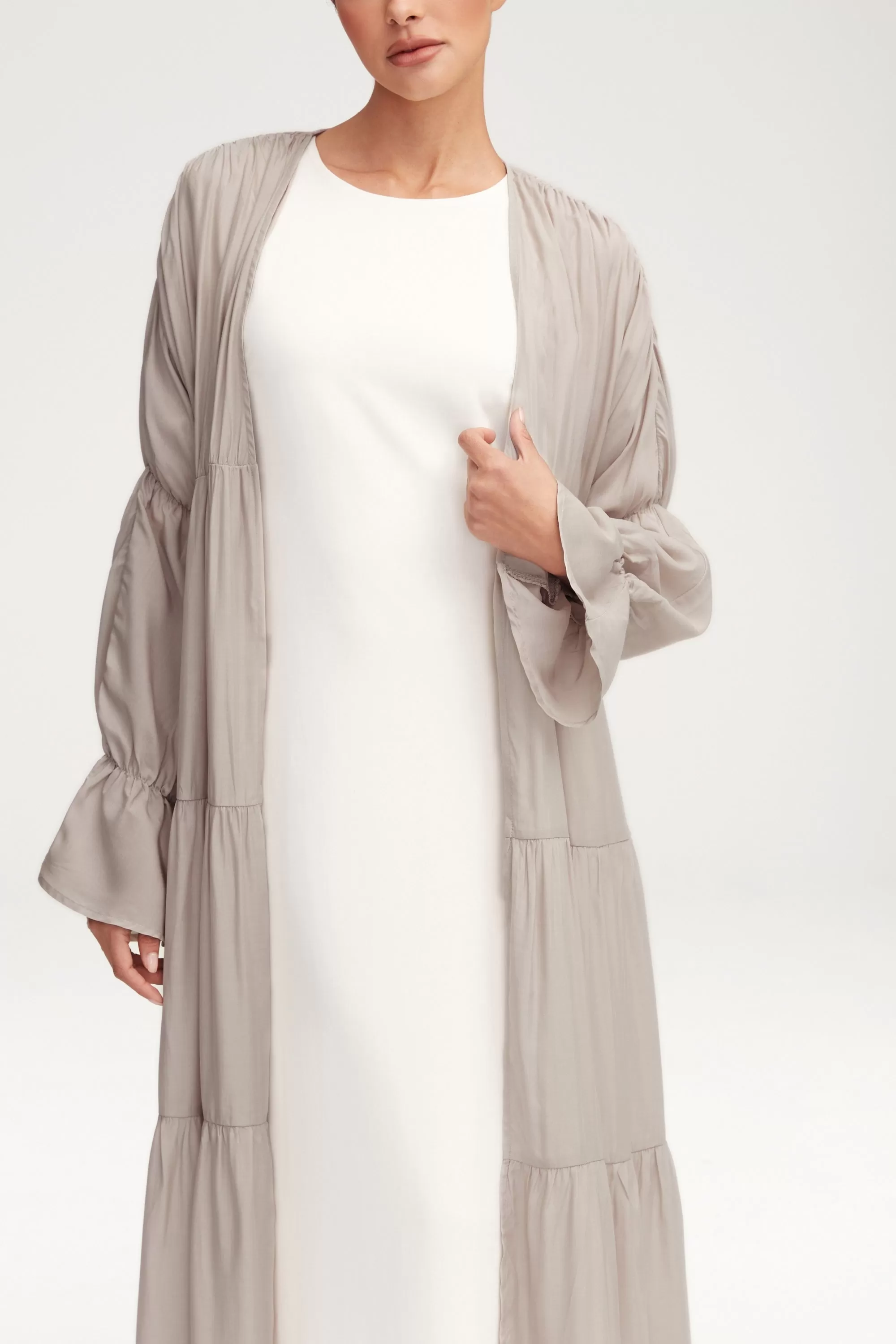 Malika Open Abaya - Cloud