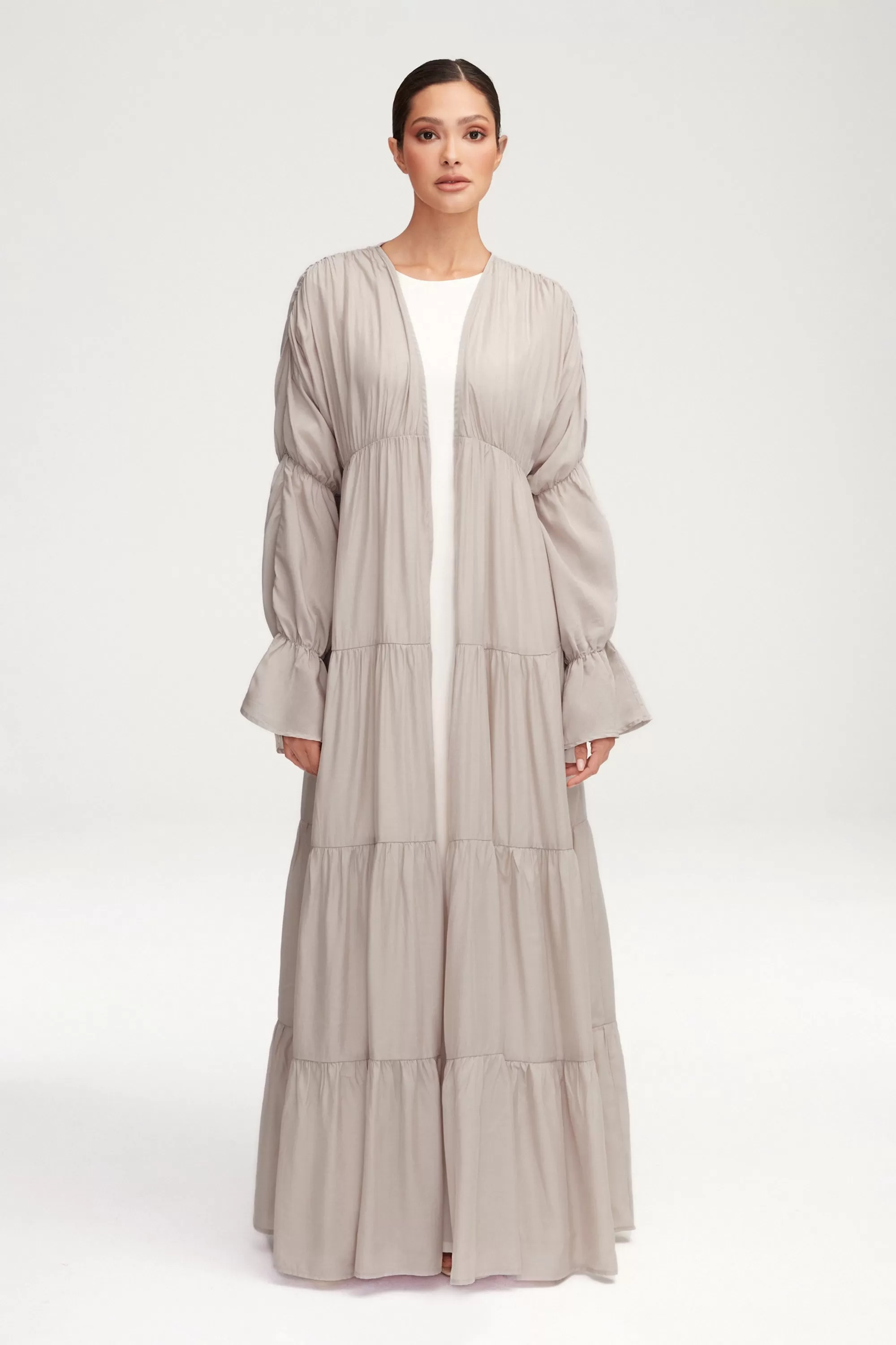 Malika Open Abaya - Cloud