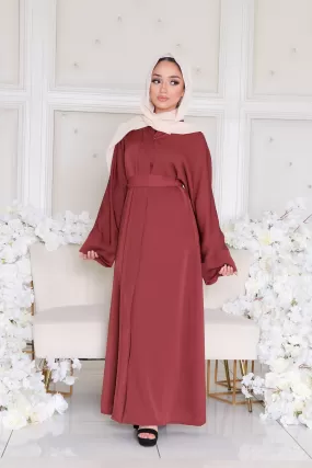 Mariah Essential Open Abaya- Burnt Sienna