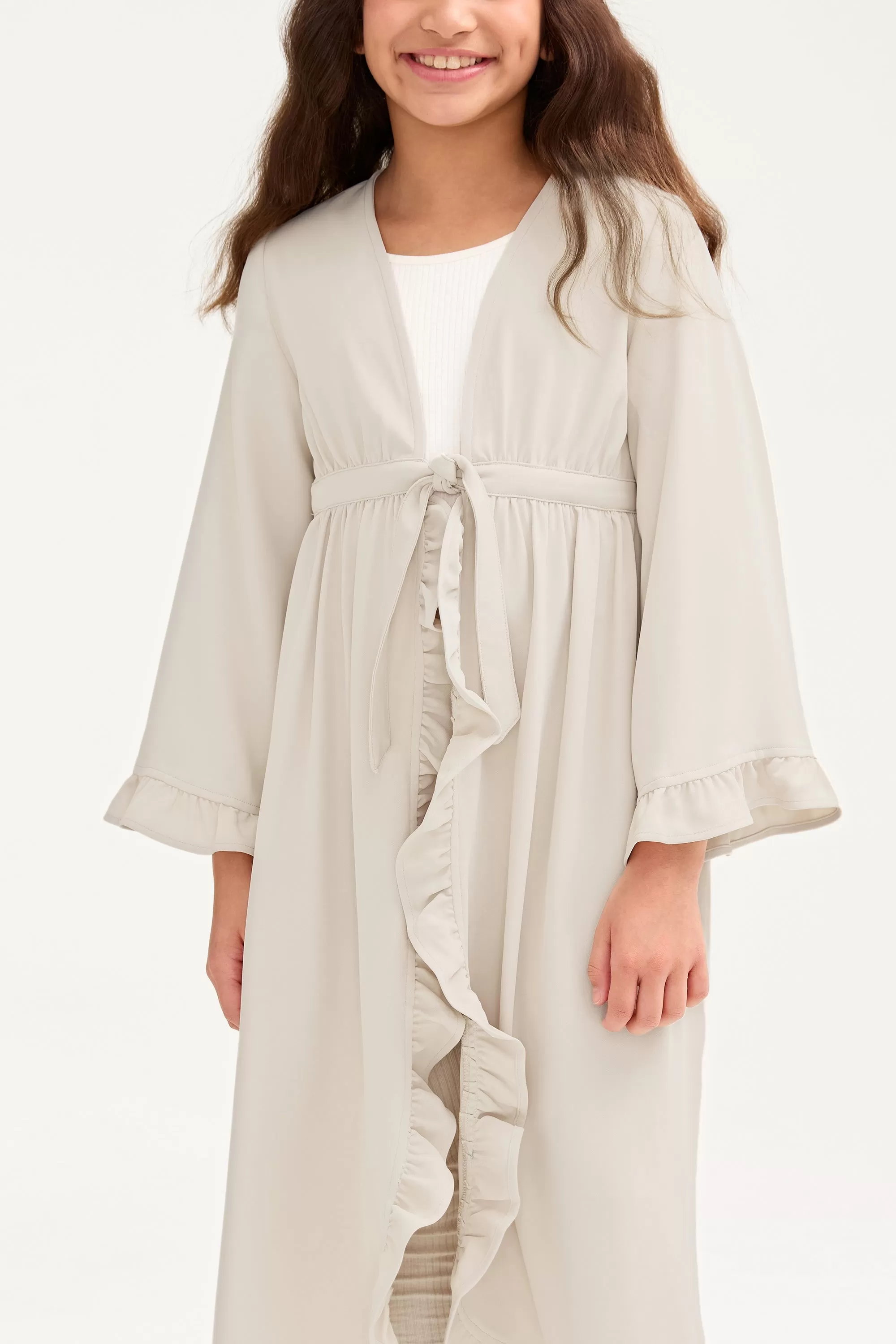 Mariam Ruffle Abaya - Stone (Girls)