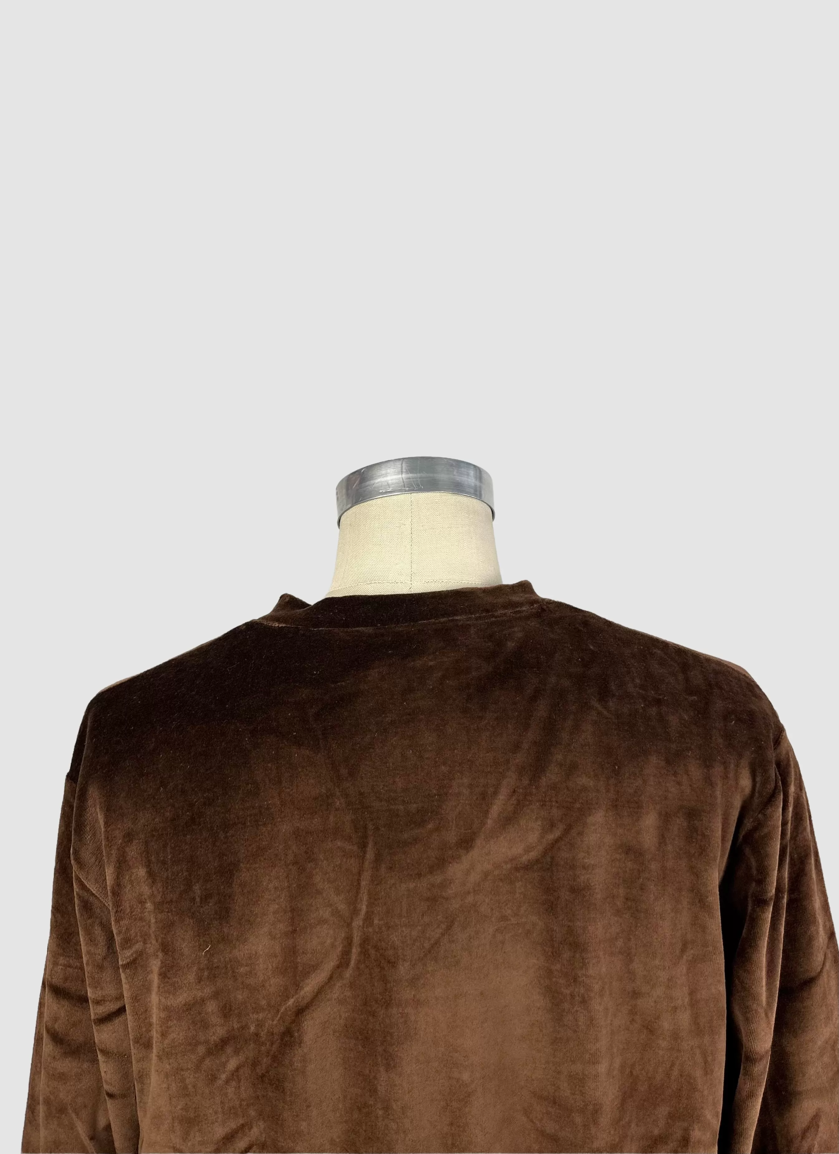 MARTINI 70s Deadstock Brown Cotton Velour Sweater  Large