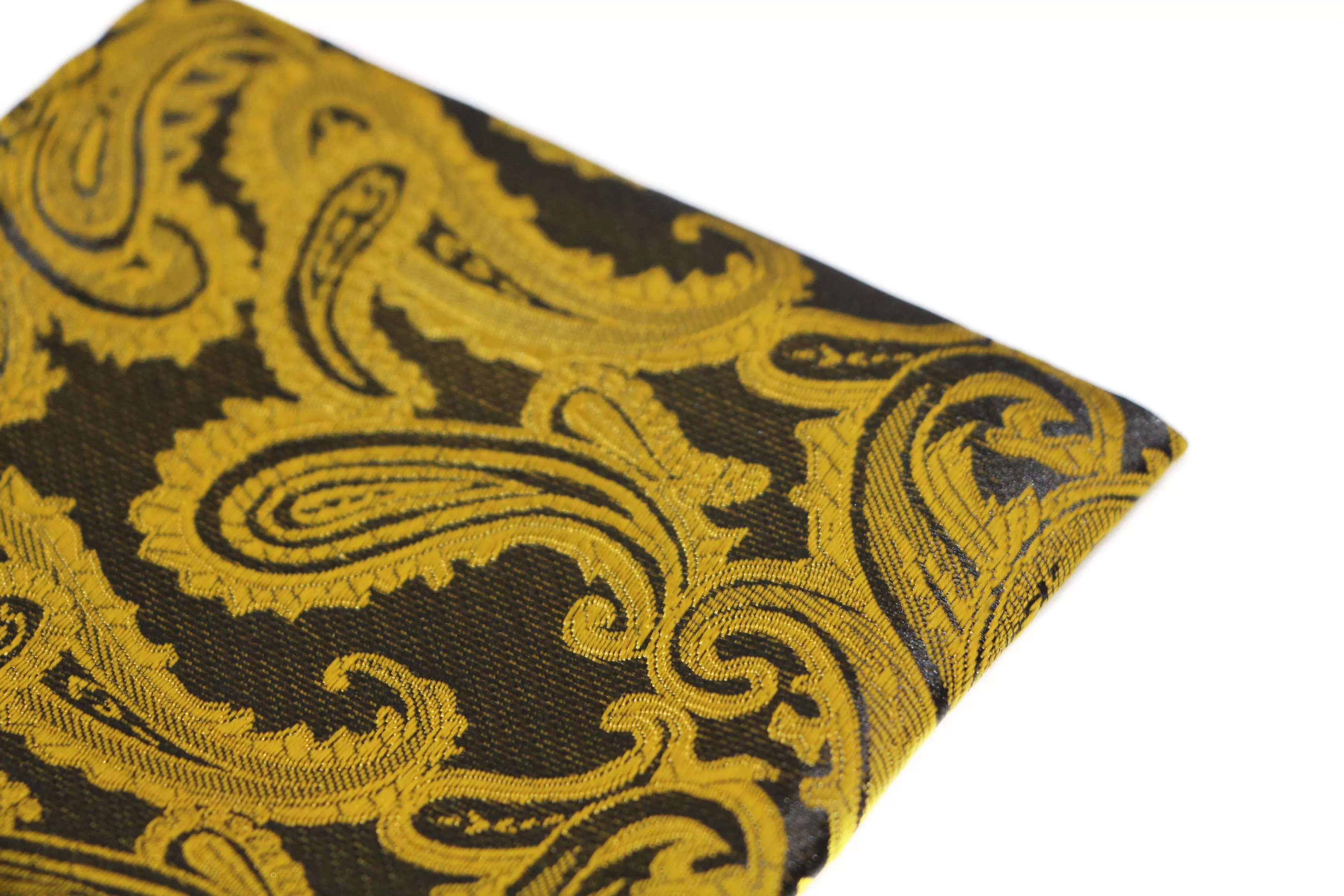 Mens Mustard & Black Paisley Pocket Square