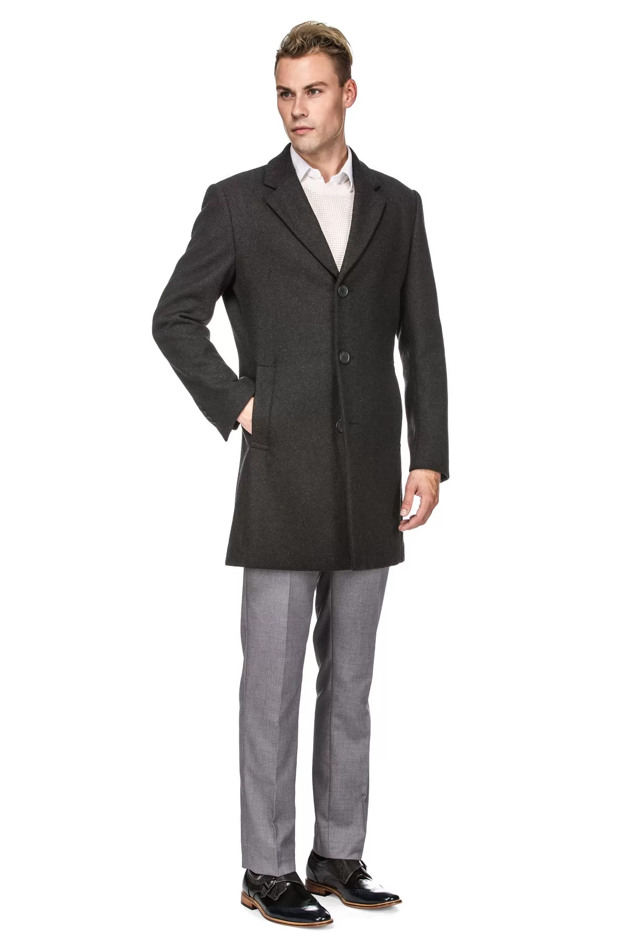 Men's Tailored Wool Blend Notch Collar Wool Blend Walker Car Coat Jacket