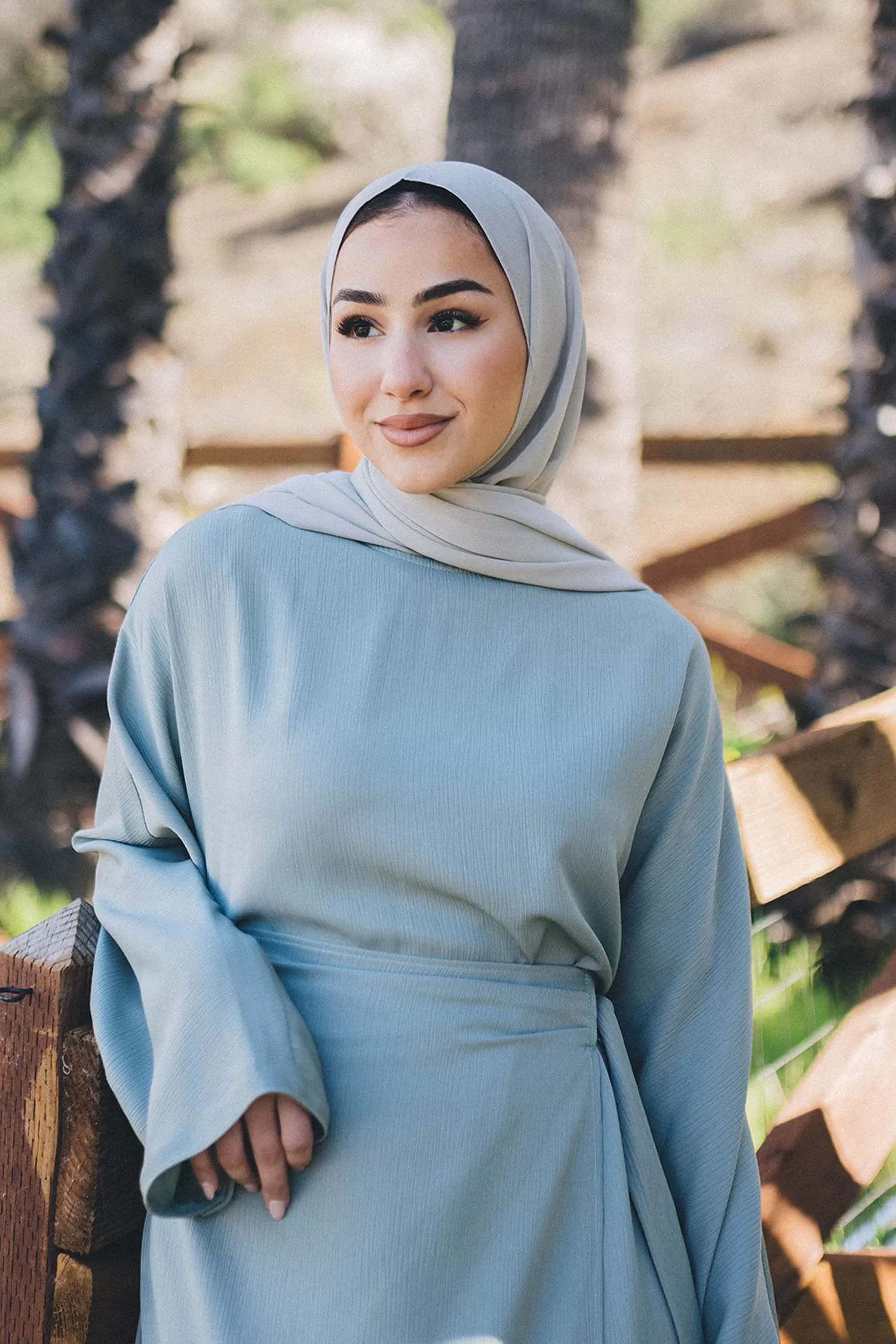 Milah Textured Wrap Abaya- Sage Green