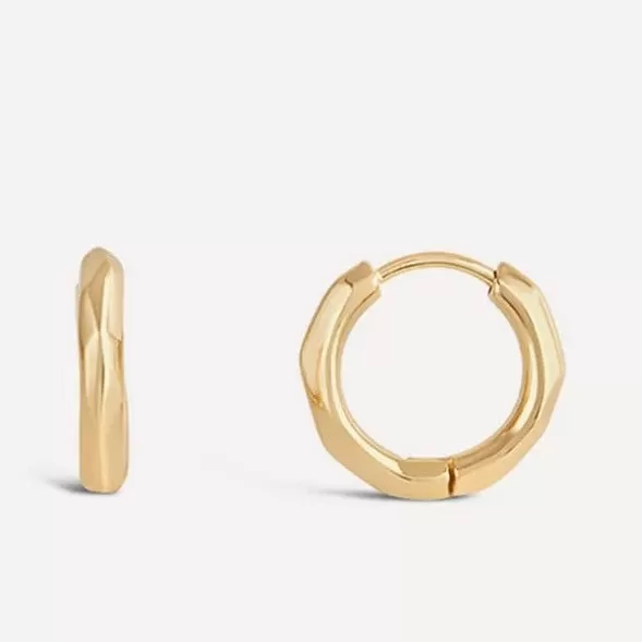 Mini Faceted Hoop Earrings in 14K Gold over Sterling Silver