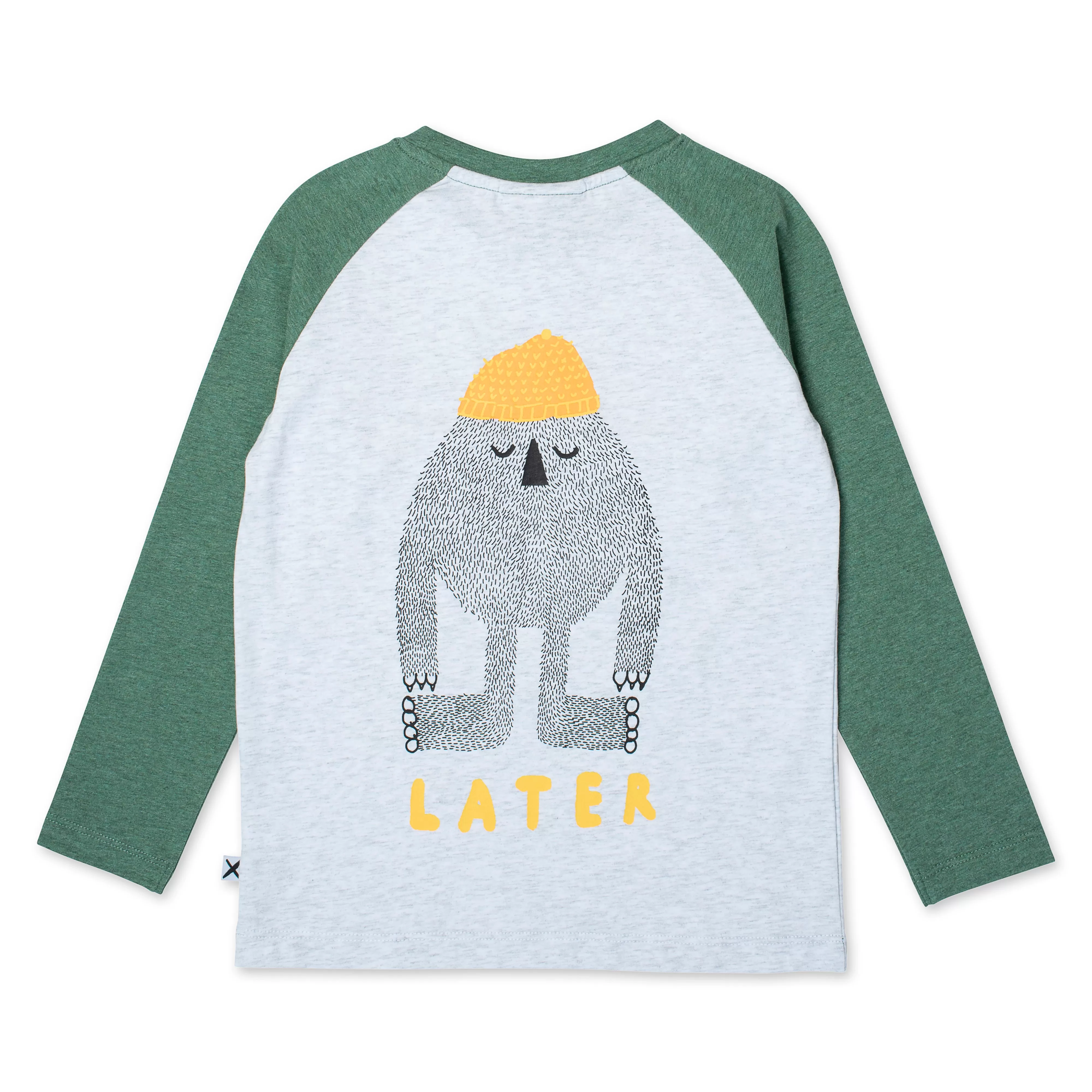 Minti Hello Later Yeti Tee - White Marle/Forest Green