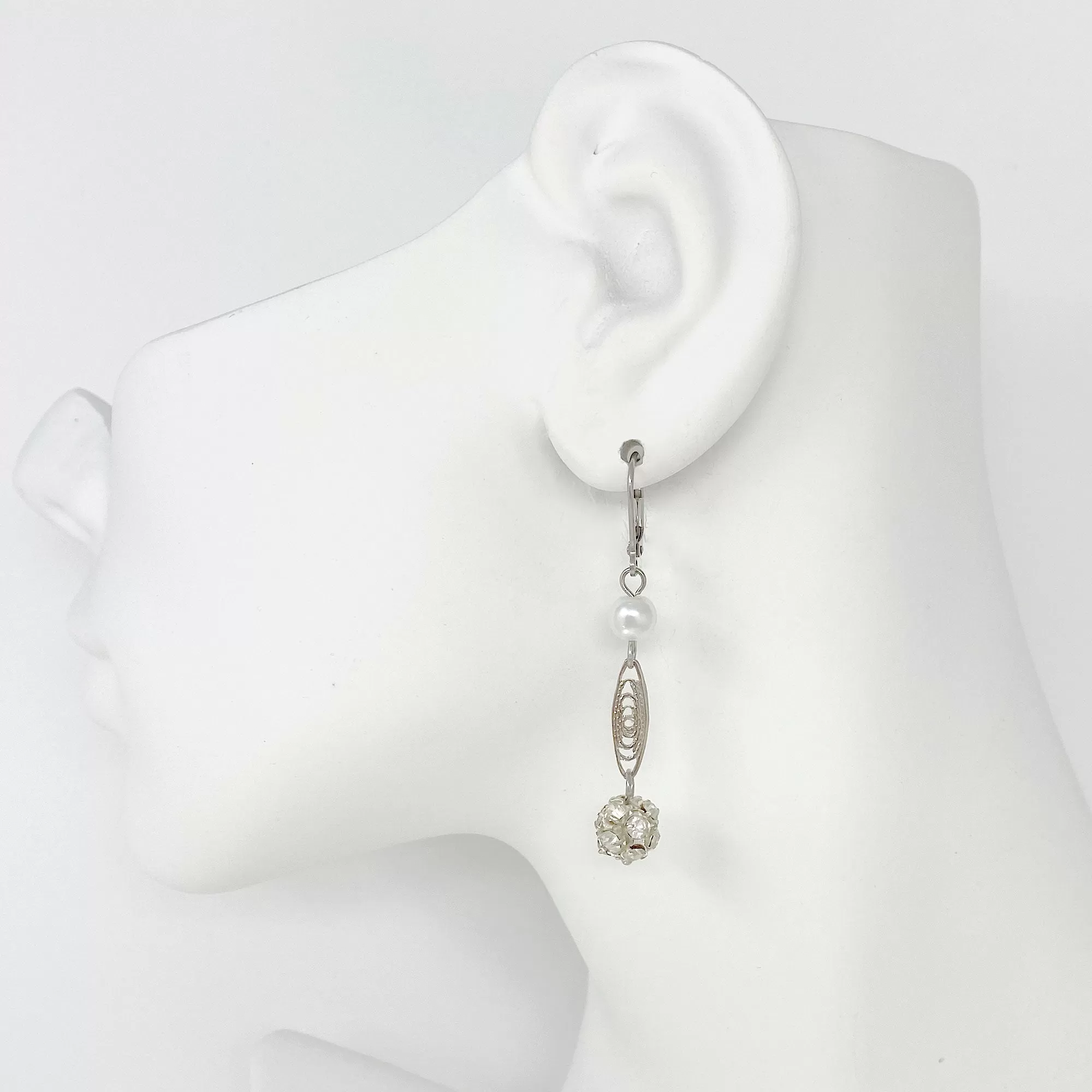 MISSY silver rhinestone ball earrings