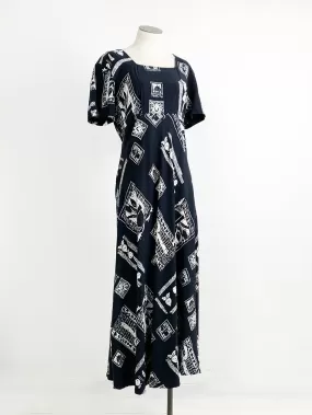 MM Garden Stamp Print Rayon Midi Dress