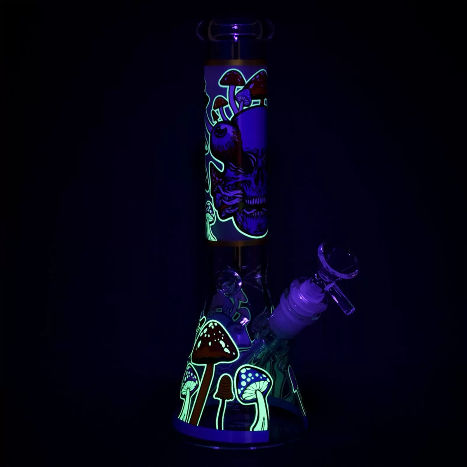 Monsters And Shrooms Beaker Bong Glow In The Dark