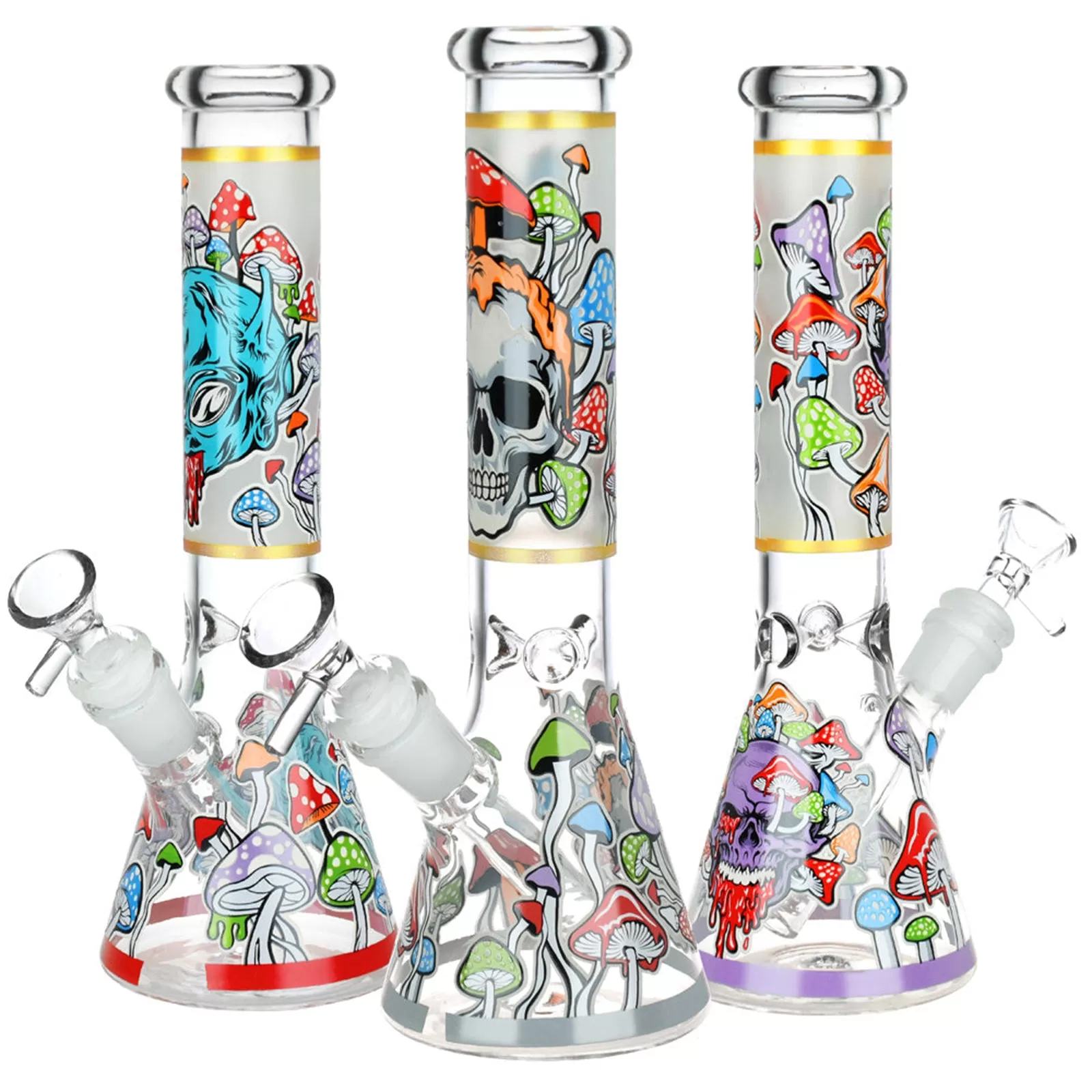 Monsters And Shrooms Beaker Bong Glow In The Dark