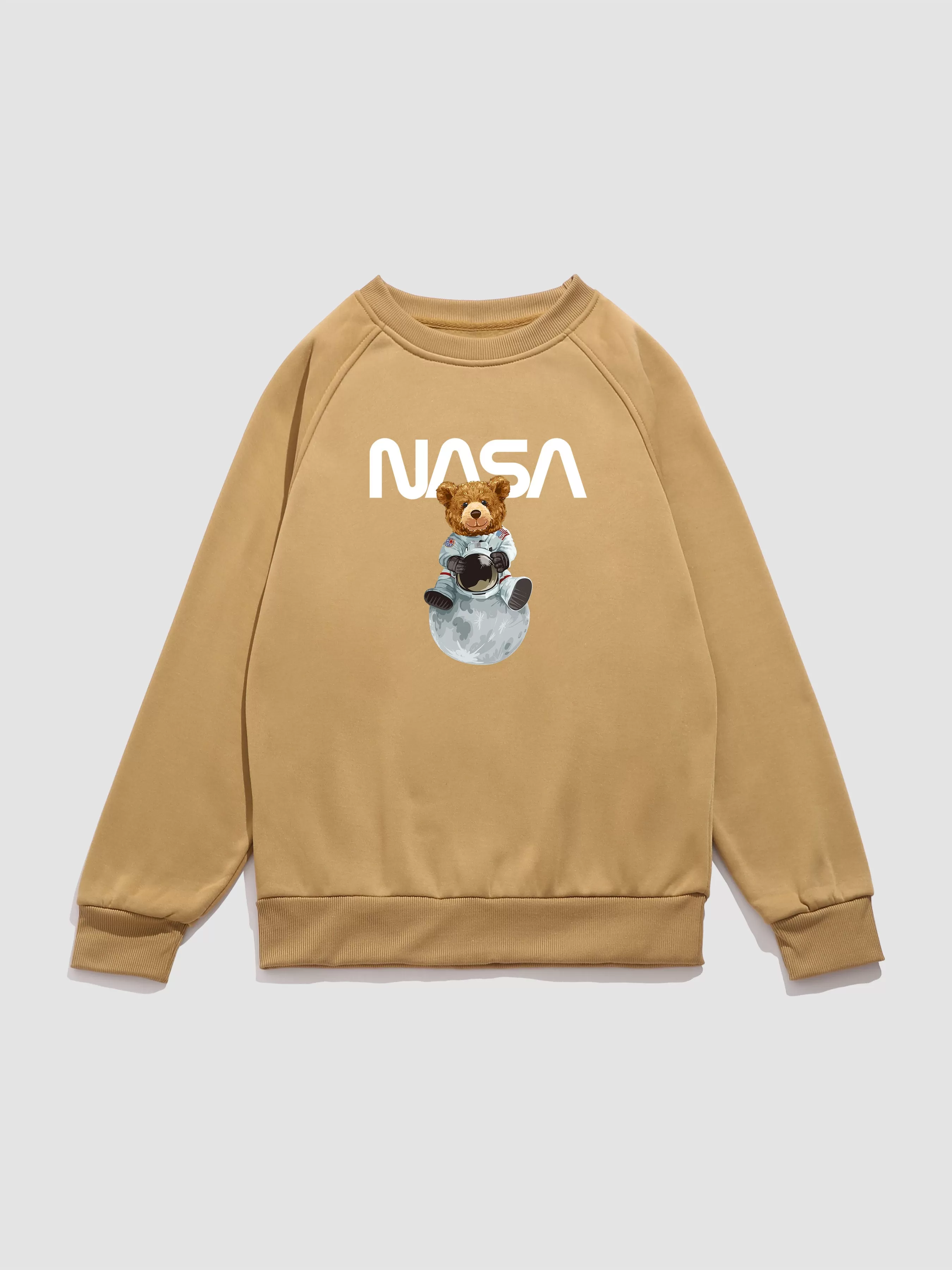 Nasa Bear Print Raglan Sleeves Sweatshirt