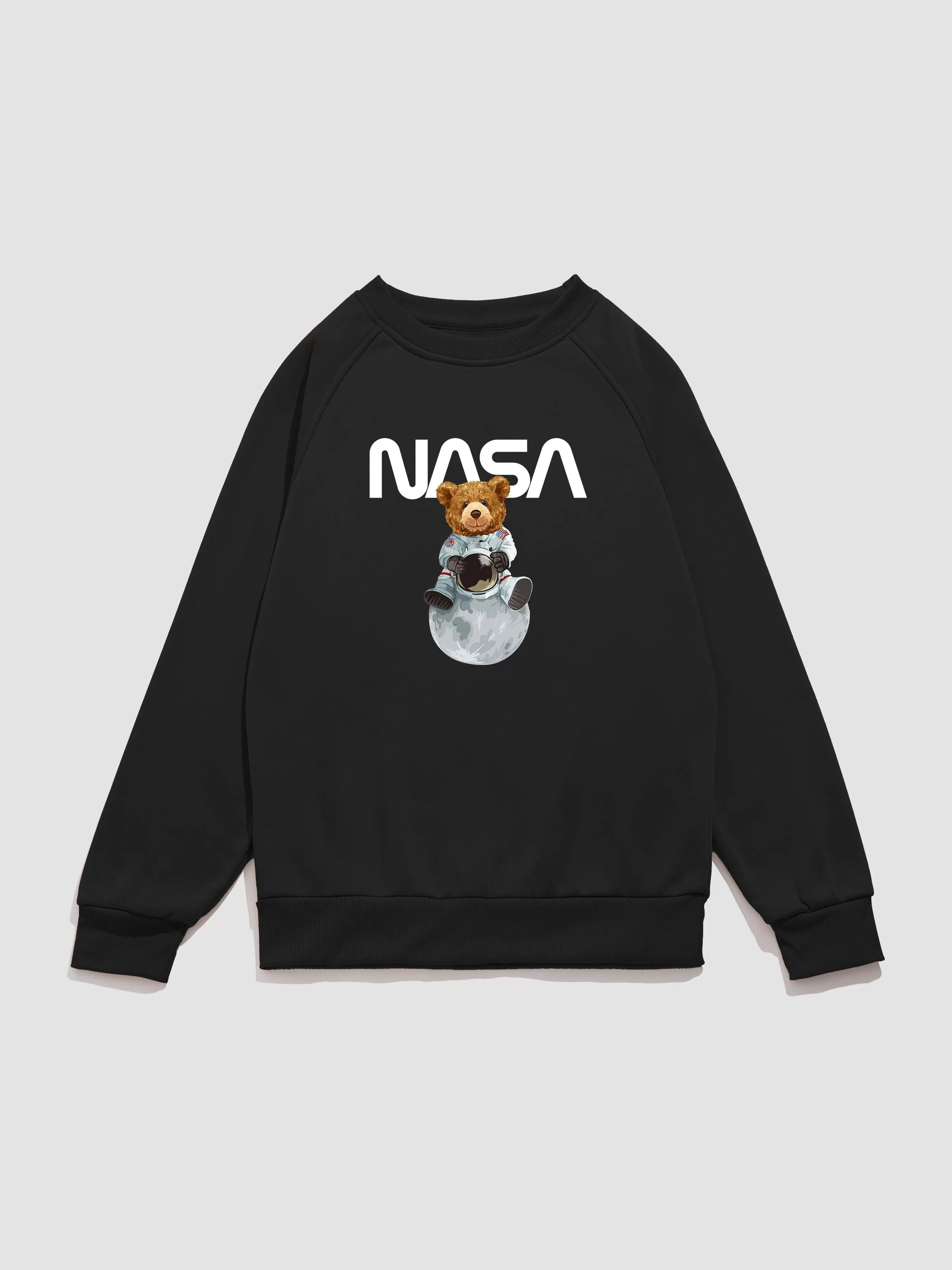 Nasa Bear Print Raglan Sleeves Sweatshirt