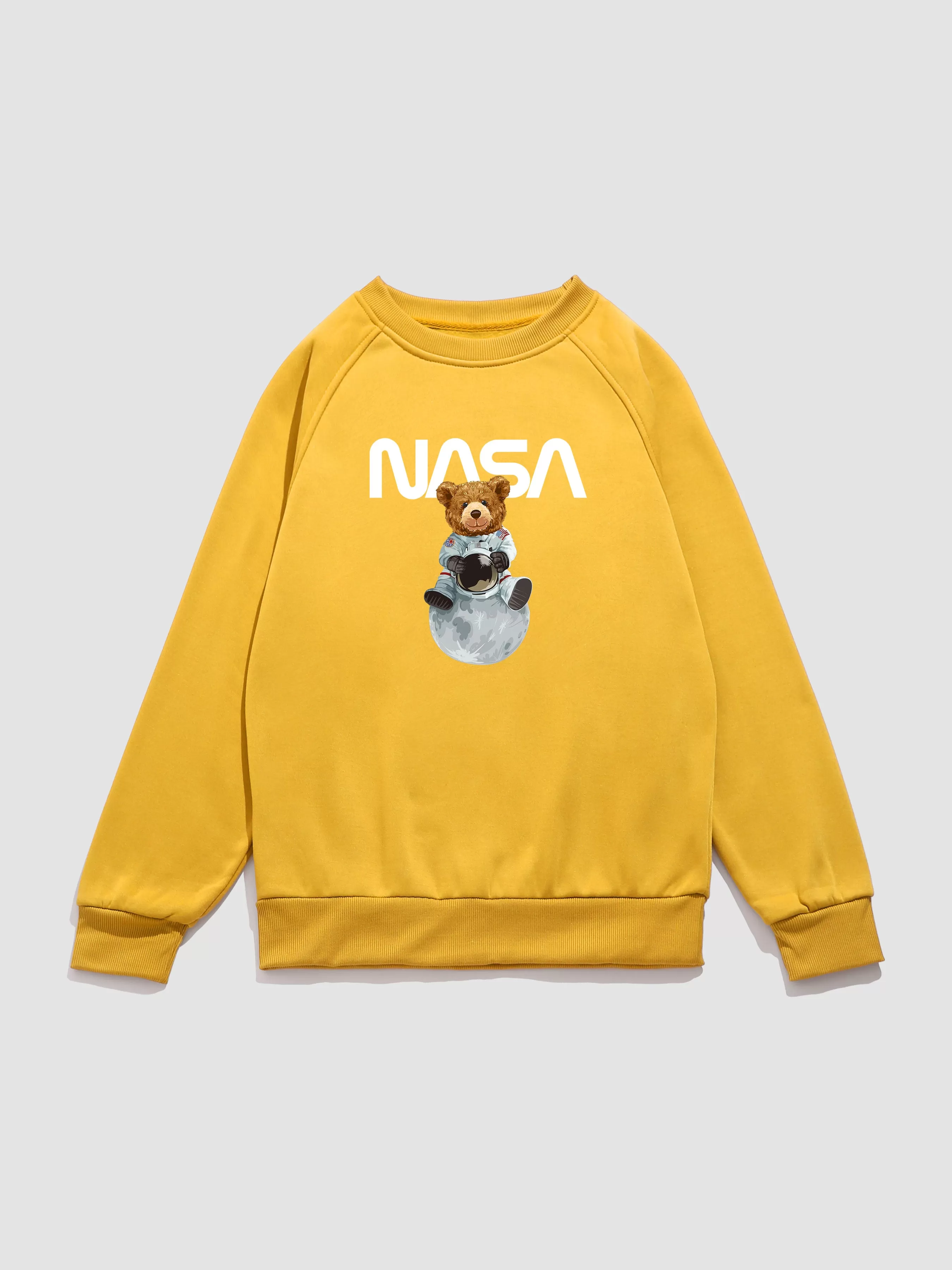 Nasa Bear Print Raglan Sleeves Sweatshirt