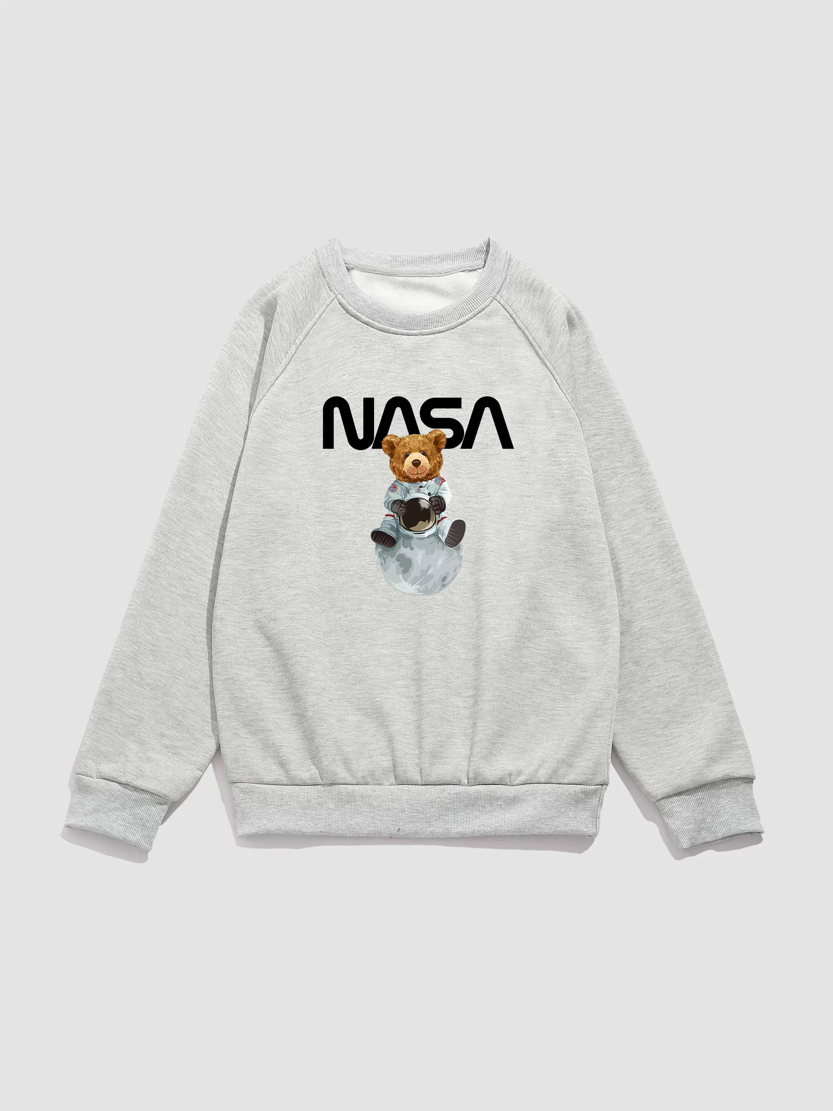 Nasa Bear Print Raglan Sleeves Sweatshirt