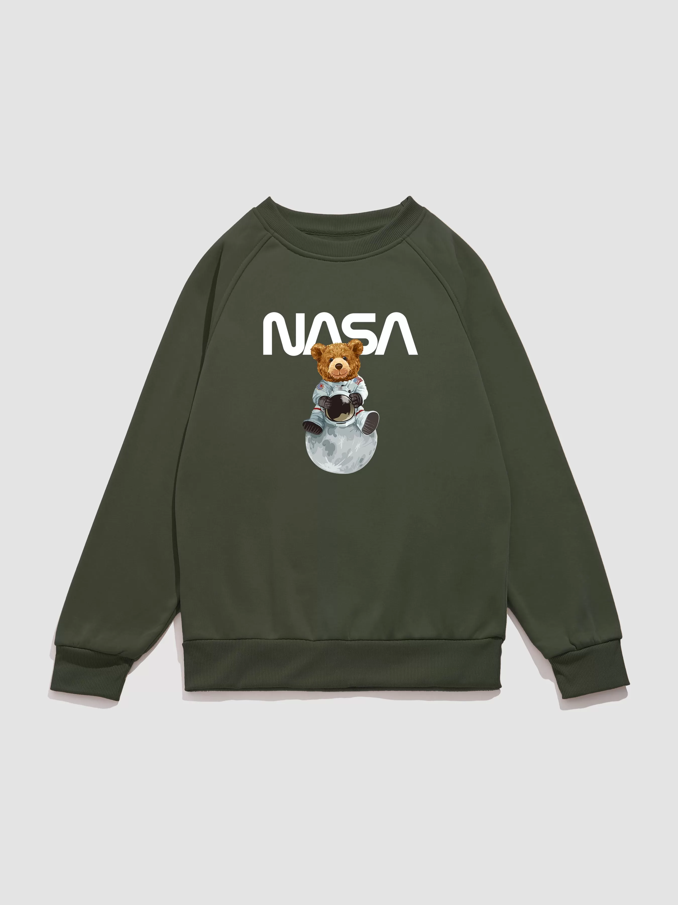 Nasa Bear Print Raglan Sleeves Sweatshirt