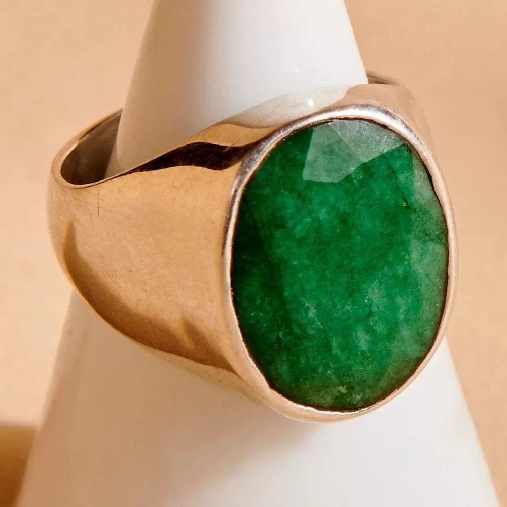 Natural Raw Green Emerald 925 Sterling Silver, Handmade in India, Gift Jewelry, Gemstone Ring