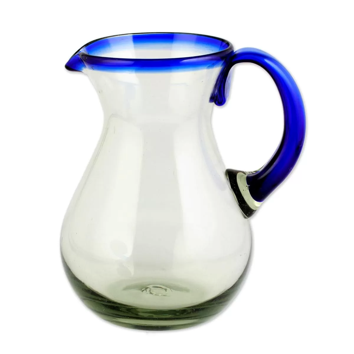 Novica Blue Grace Blown Glass Pitcher