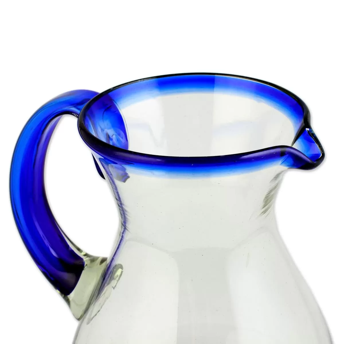 Novica Blue Grace Blown Glass Pitcher