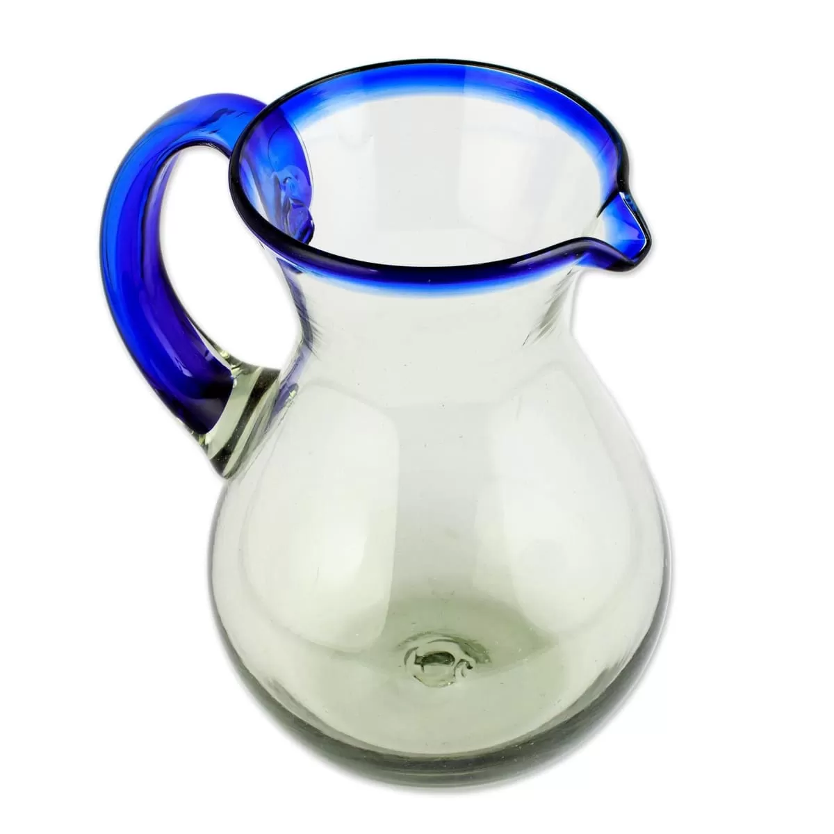 Novica Blue Grace Blown Glass Pitcher