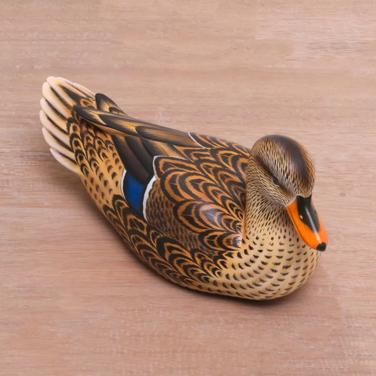 Novica Elegant Mallard Wood Statuette