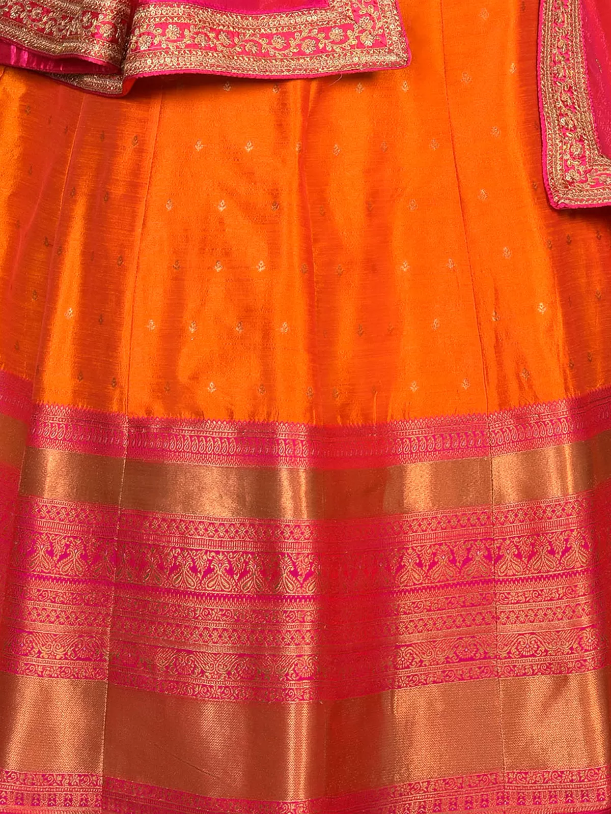 Odette Women Orange Banarasi Silk Woven Stitched Gown