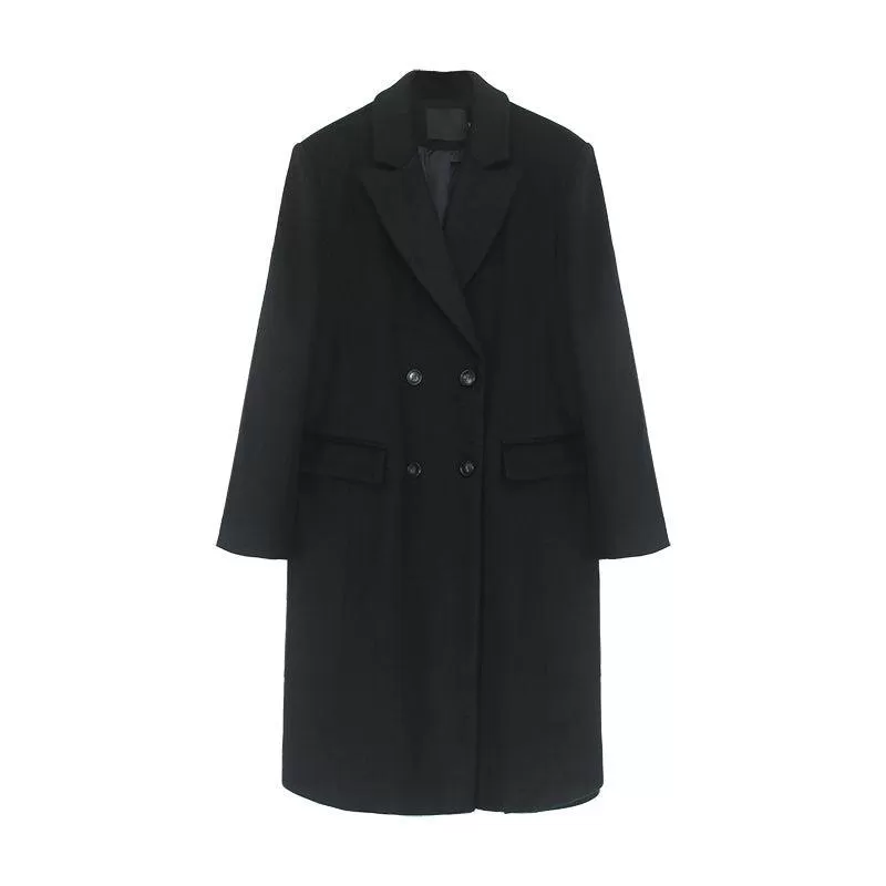 Oversize Black Thicken Long Wool Coat