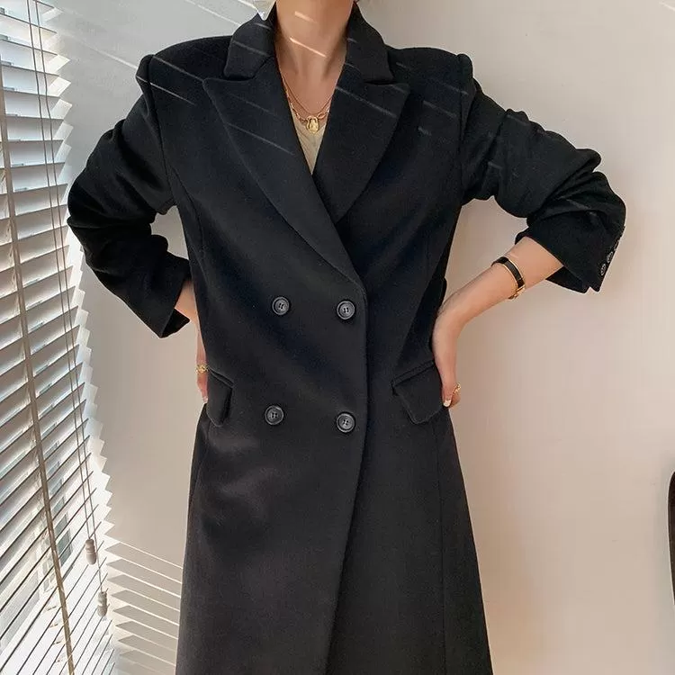 Oversize Black Thicken Long Wool Coat