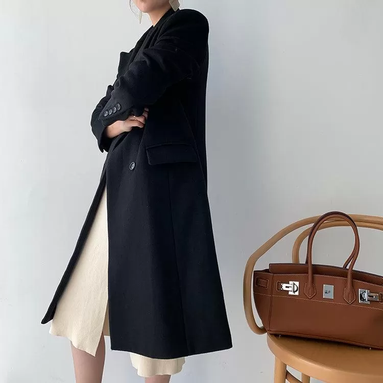 Oversize Black Thicken Long Wool Coat