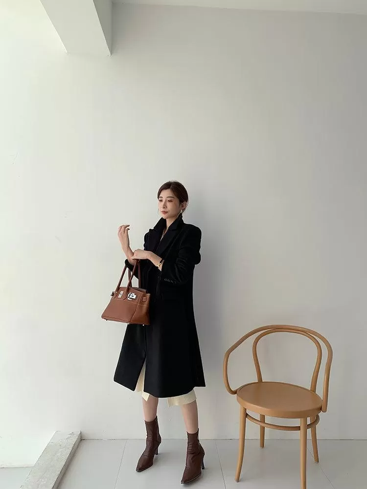 Oversize Black Thicken Long Wool Coat