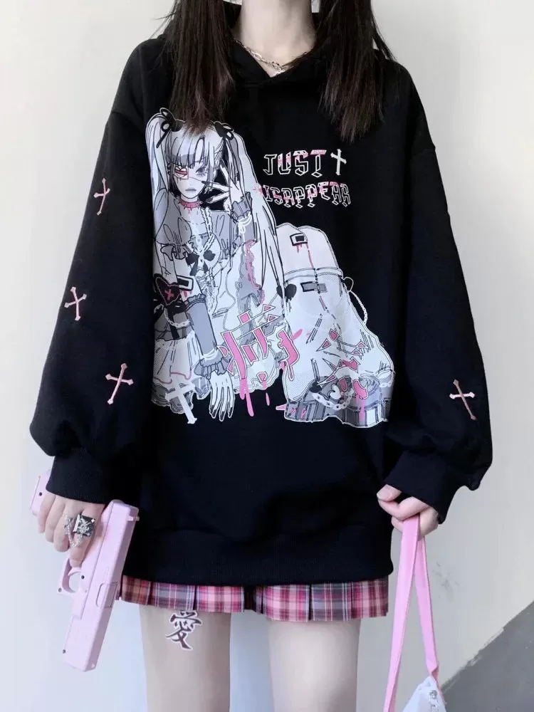 Oversized Hoodie With Unique Anime Print