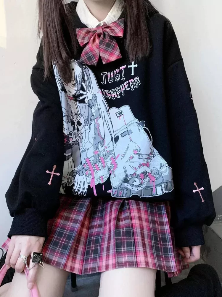 Oversized Hoodie With Unique Anime Print