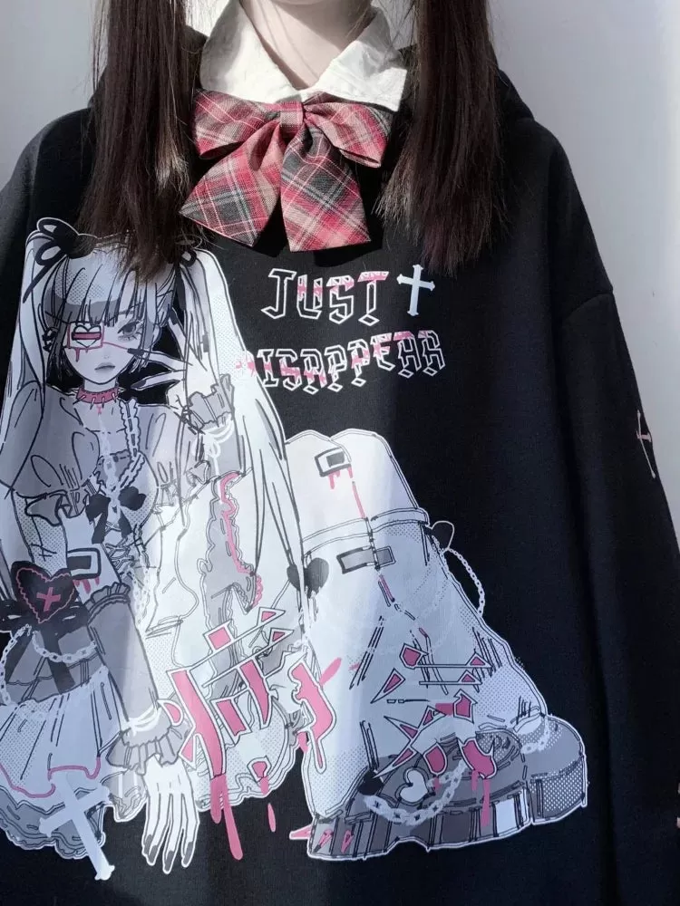 Oversized Hoodie With Unique Anime Print