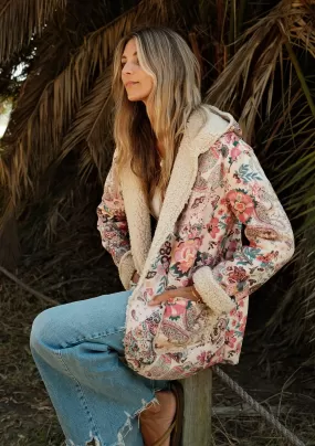 Paisley Floral Print Hooded Jacket