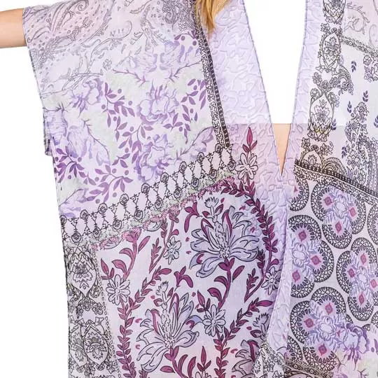 Paisley Flower Print Kimono Poncho