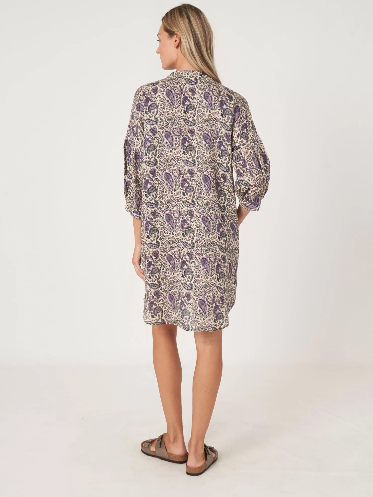 PAISLEY PRINTED LINEN DRESS - REPEAT