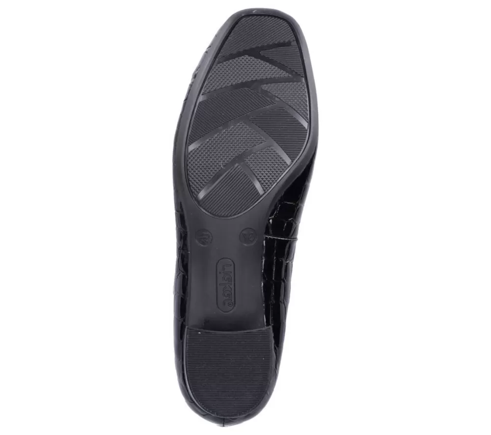 Pantofi eleganti, dama, RIEKER, ANTISTRESS, 49260-02 negru, piele lacuita, cu toc