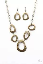 Paparazzi Accessories - Very CAVE-alier #N747 Box 8 - Brass Necklace