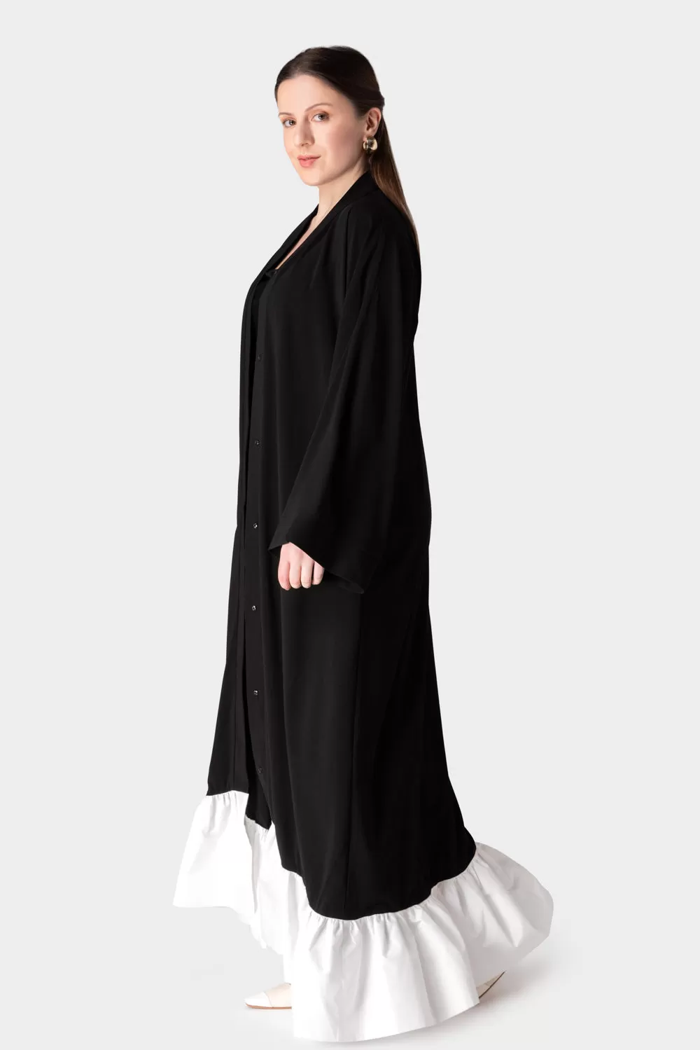 Peplum Black White Abaya