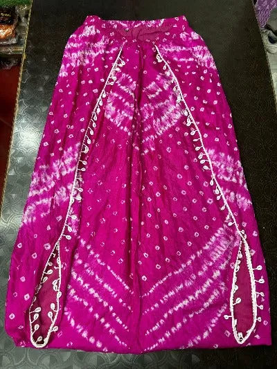 Pink Bandhani Print Pure Tapeta Silk Short Kurti With Dhoti