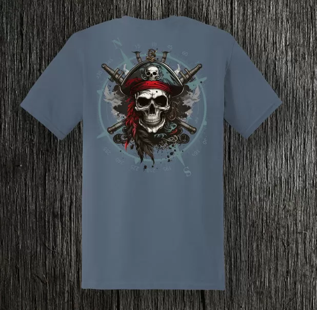 Pirate Skull Super Soft Ring Spun 100% Cotton Midweight Unisex T-Shirt TShirt