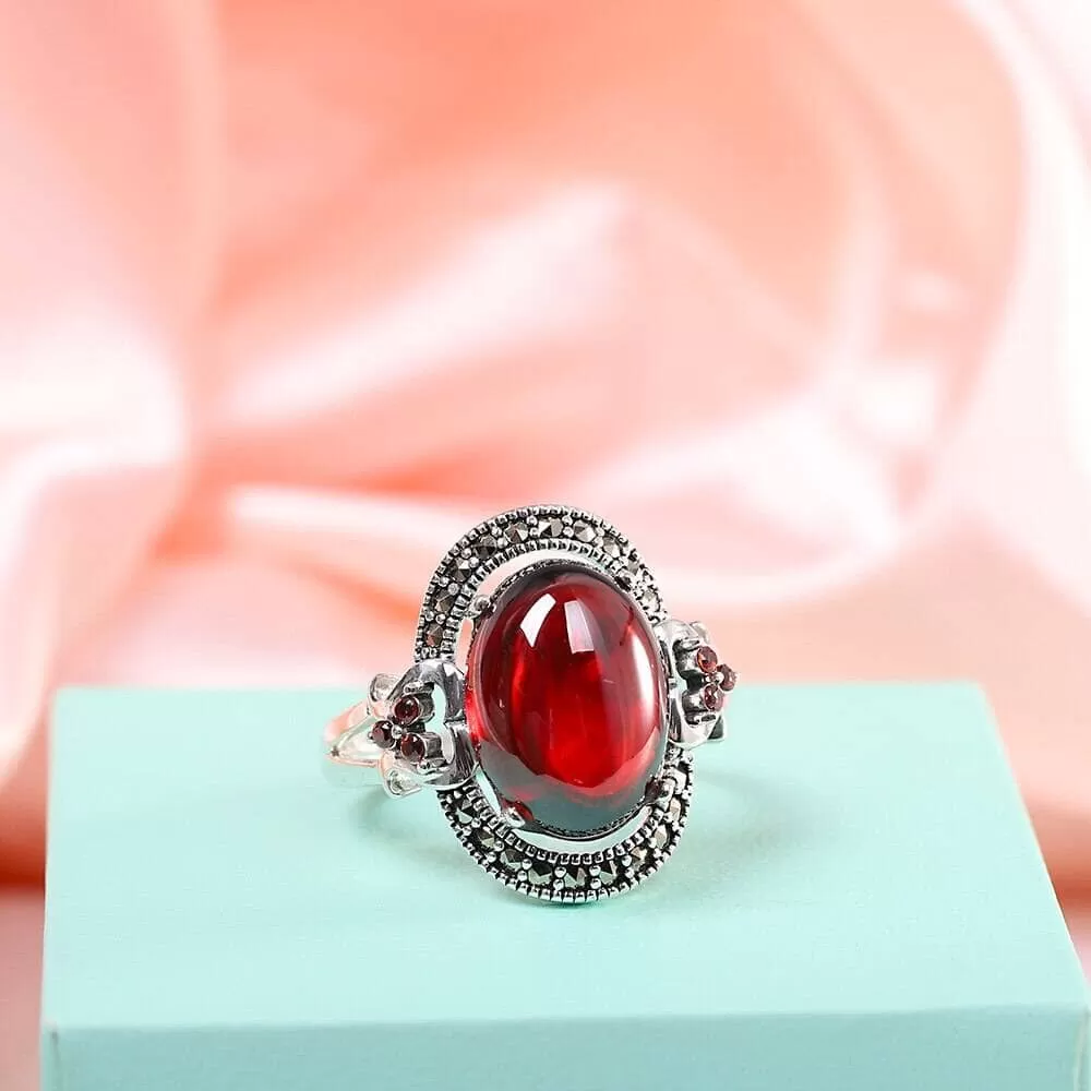 Popular Europe Style Ruby Resizeable Ring - 925 Sterling Silver