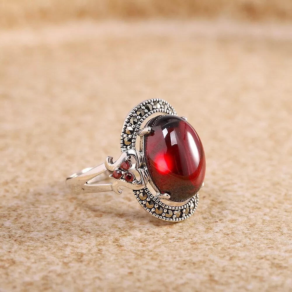 Popular Europe Style Ruby Resizeable Ring - 925 Sterling Silver