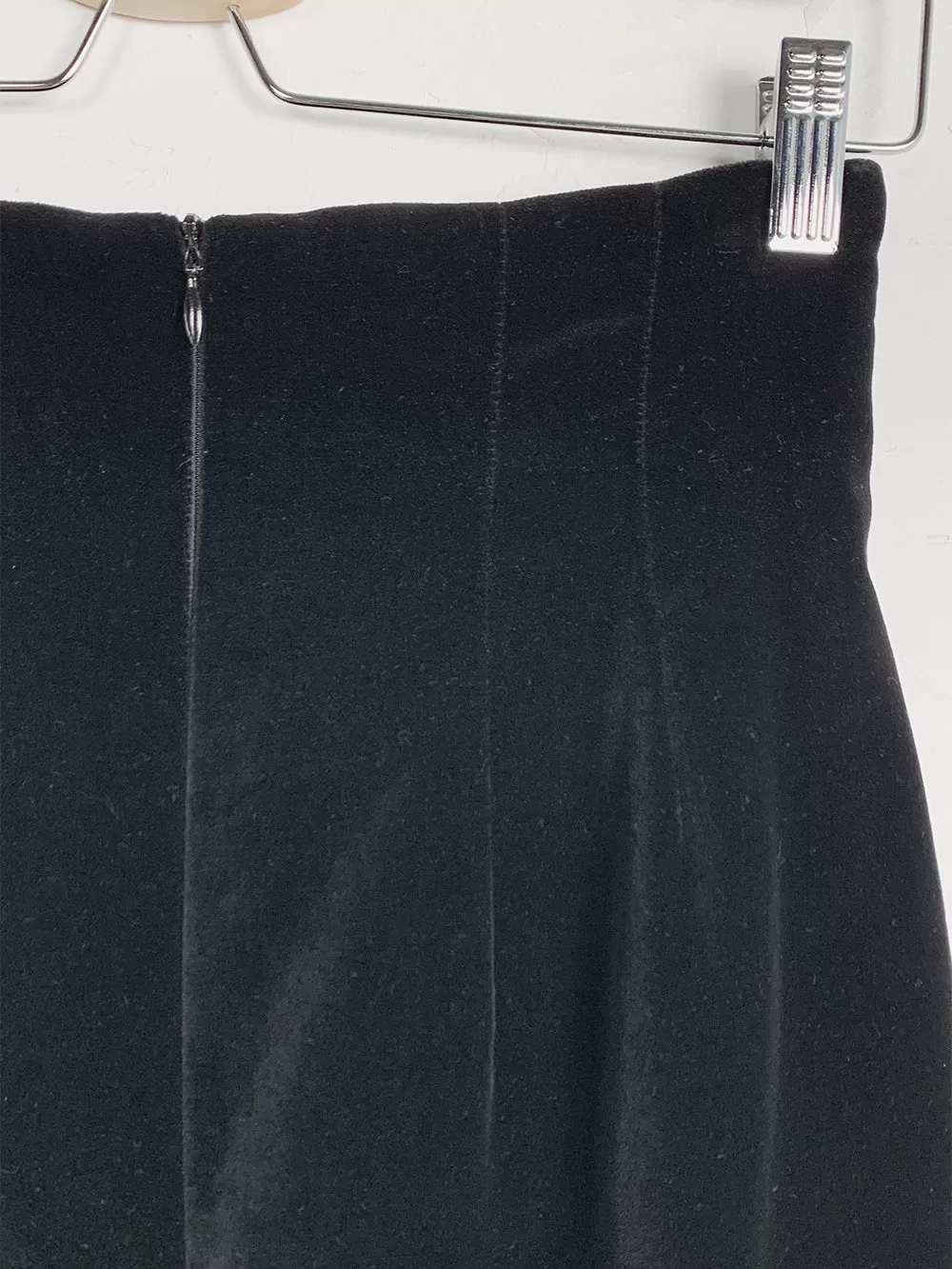 Portara Black Velvet Pencil Skirt