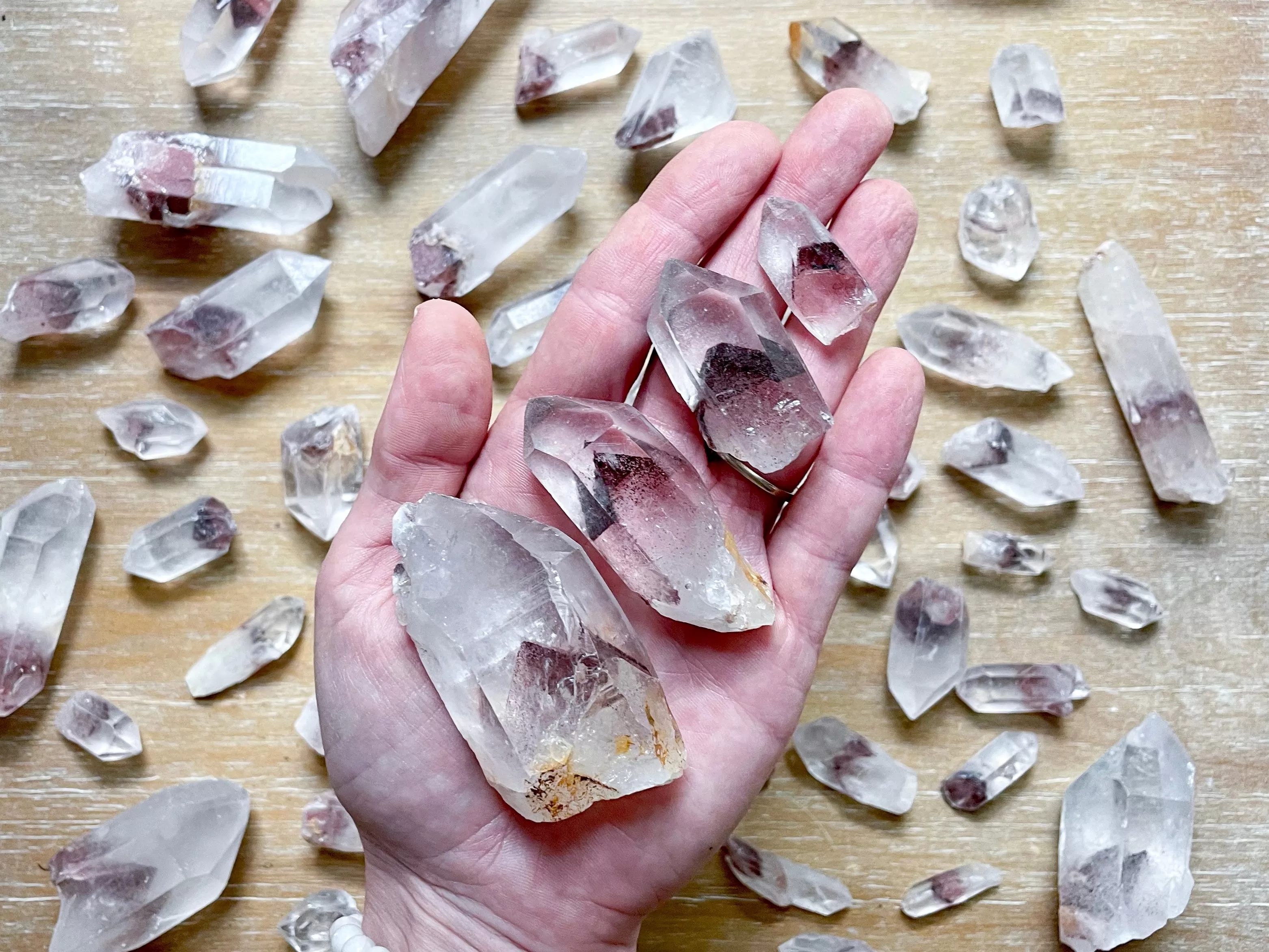 Red Phantom Quartz Points || India