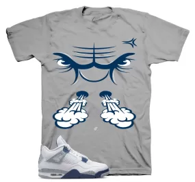 Retro 4 Midngiht Navy Shirt - Raging Face - Grey