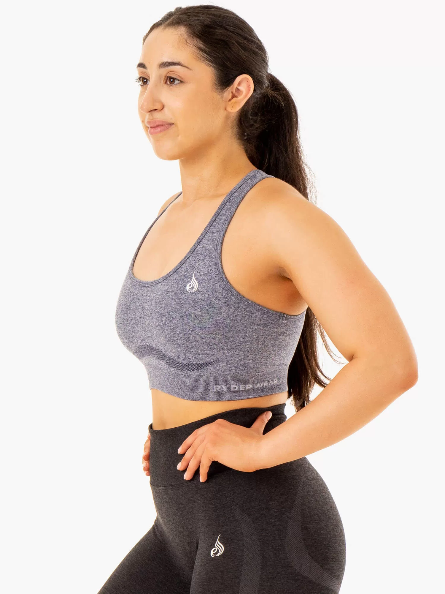 Sculpt Seamless Racer Back Sports Bra - Navy Marl