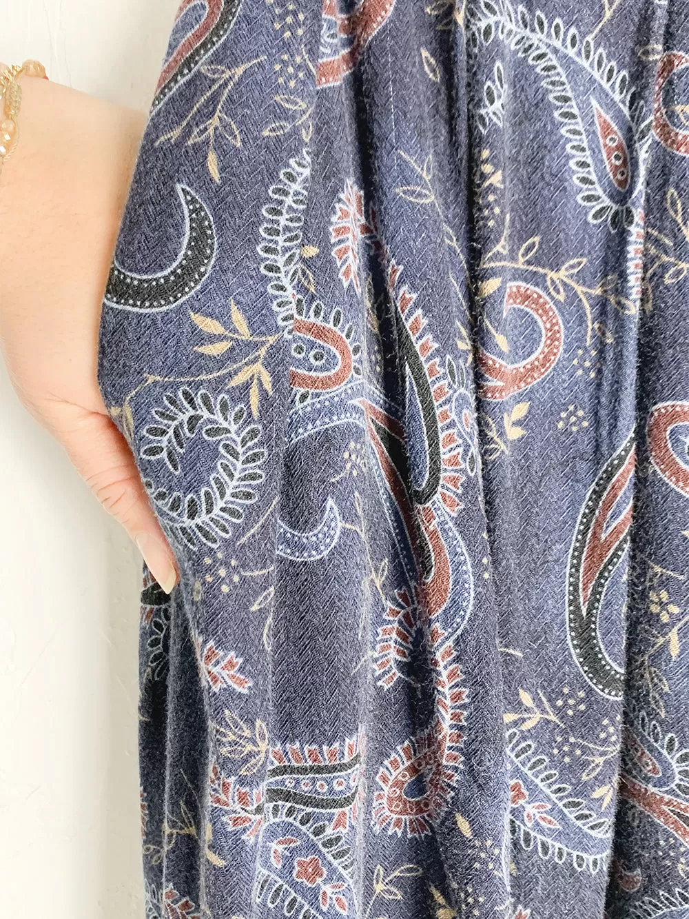 SH Soft Navy Paisley Knee Length Skirt