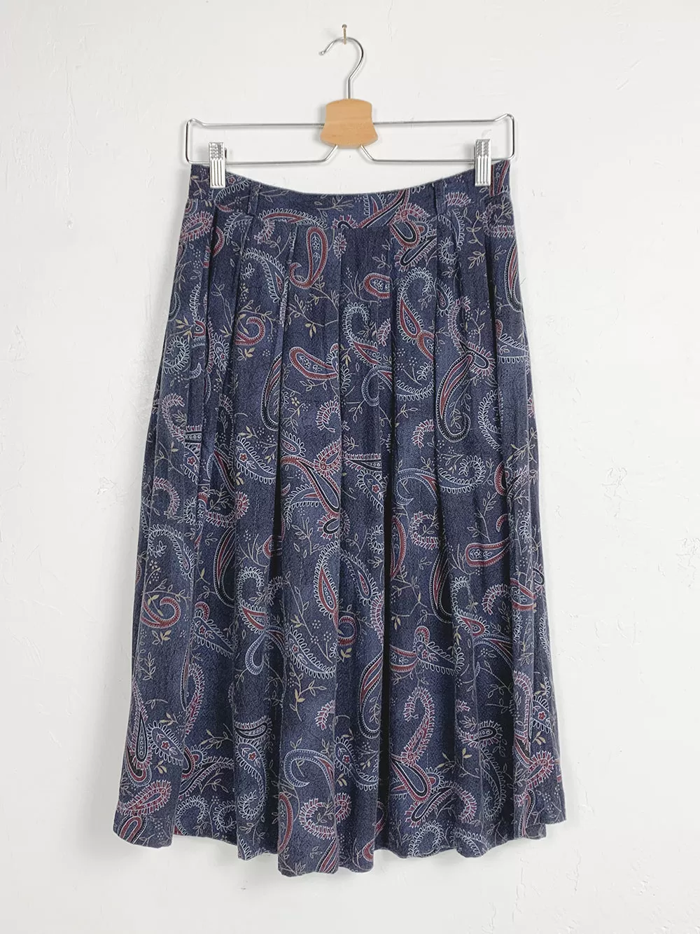 SH Soft Navy Paisley Knee Length Skirt